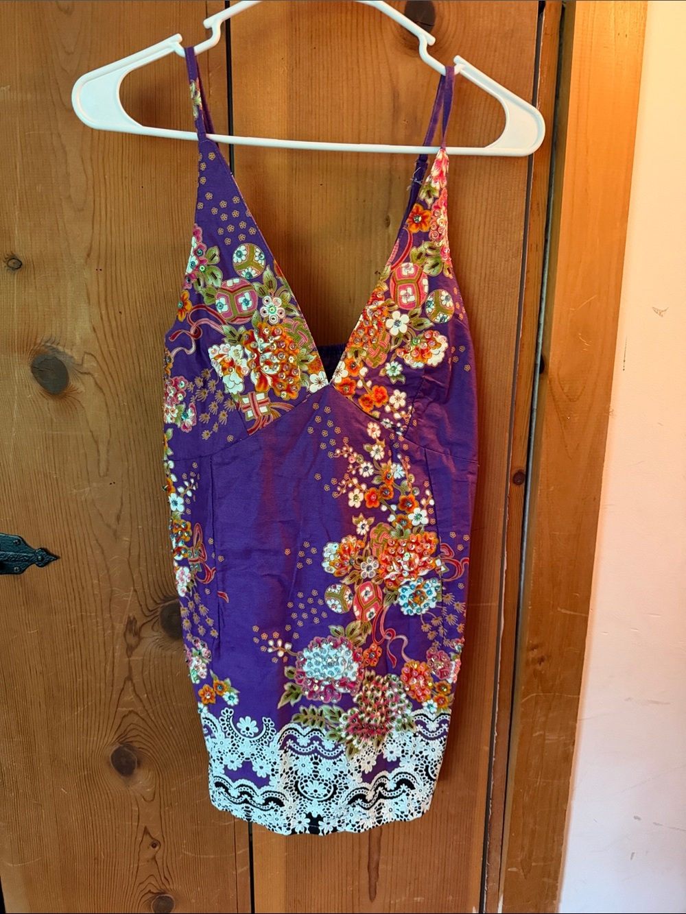 Floral V-Neck Purple Spaghetti Strap Camisole